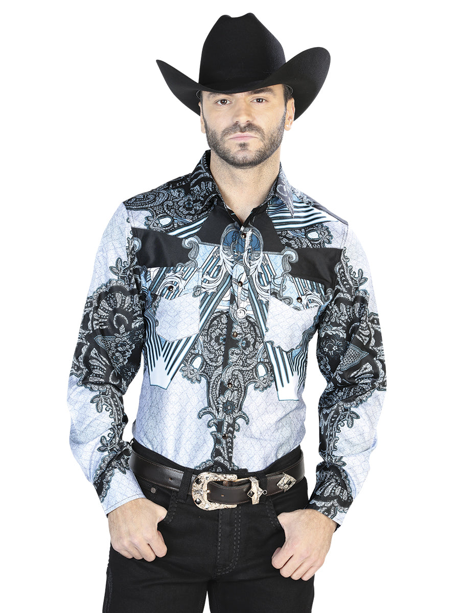Black Gray Casual Long Sleeve Shirt 44095