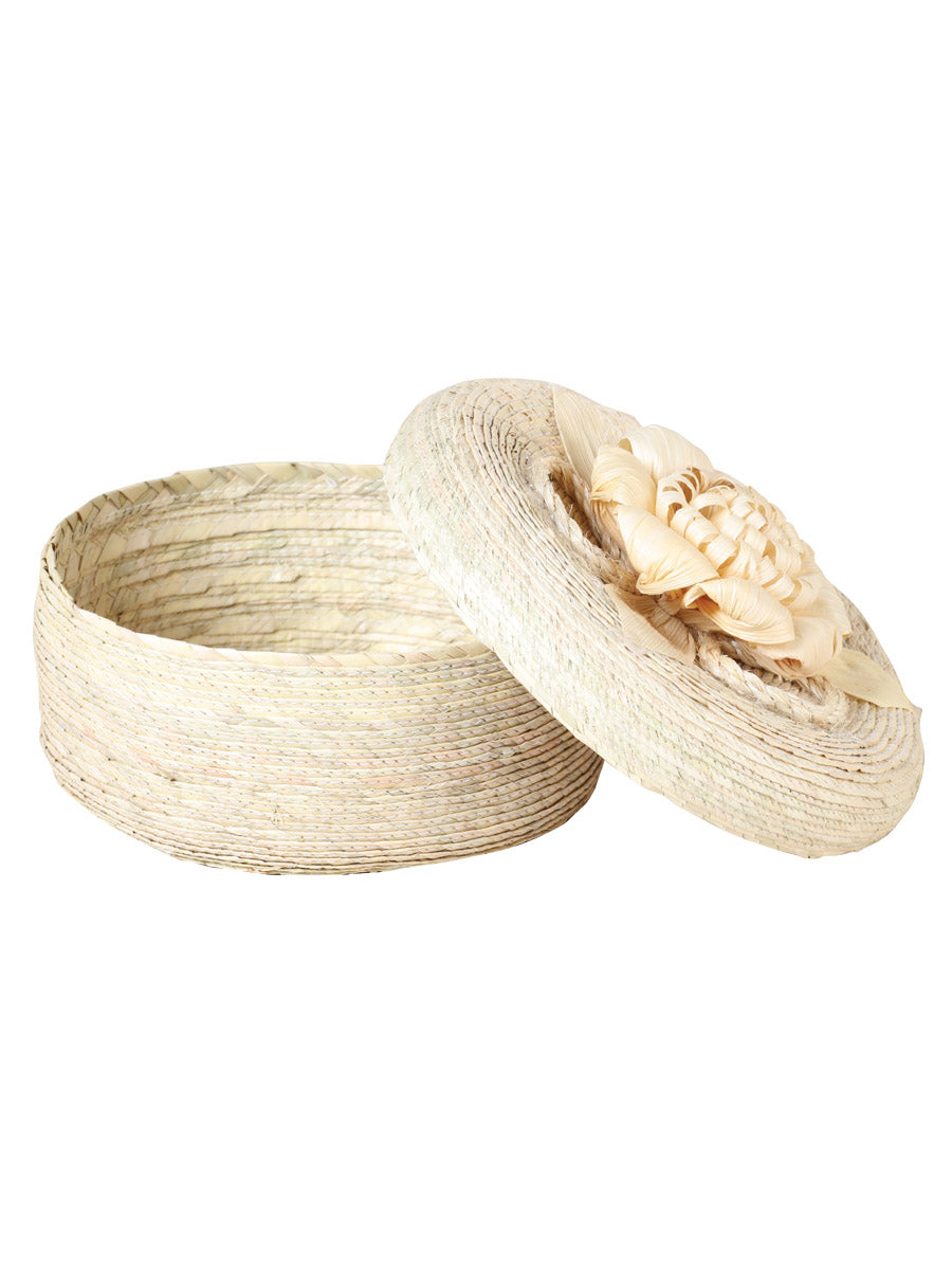 Artisanal Tortilla Warmer 100% Palm Leaf Multicolor Flower 602135