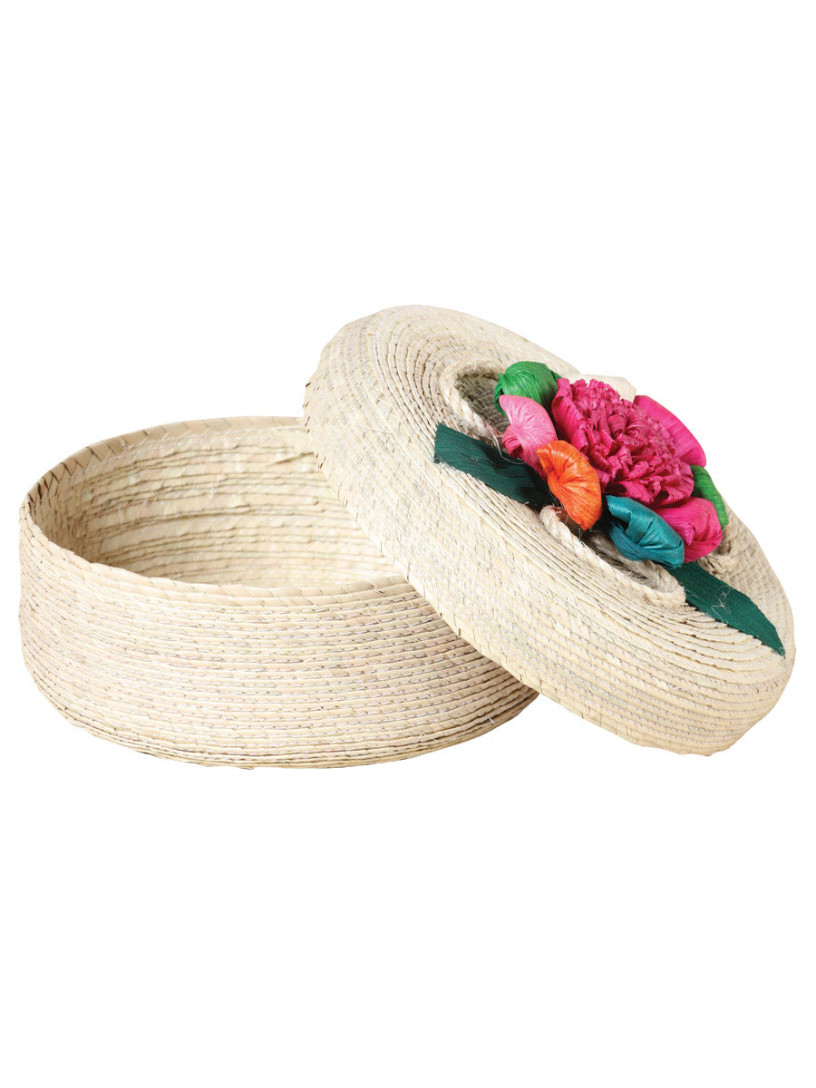 Artisanal Tortilla Warmer 100% Palm Leaf Natural Flower 602136