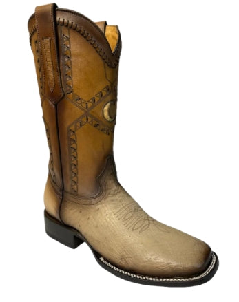 Cuadra Men's Engraved Honey Ostrich Boots