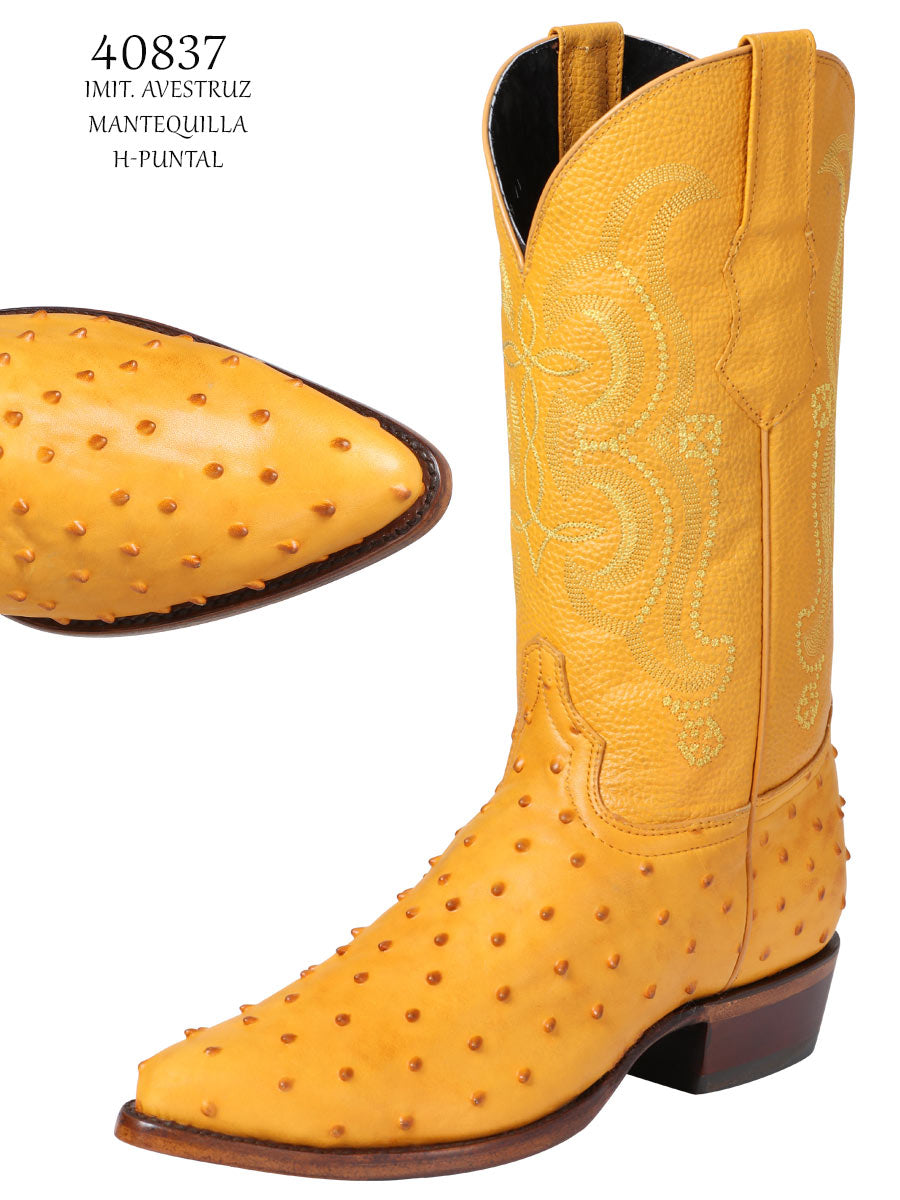 El Señor de los Cielos Men’s Western Boot - Ostrich Print Leather -  Butter 40837