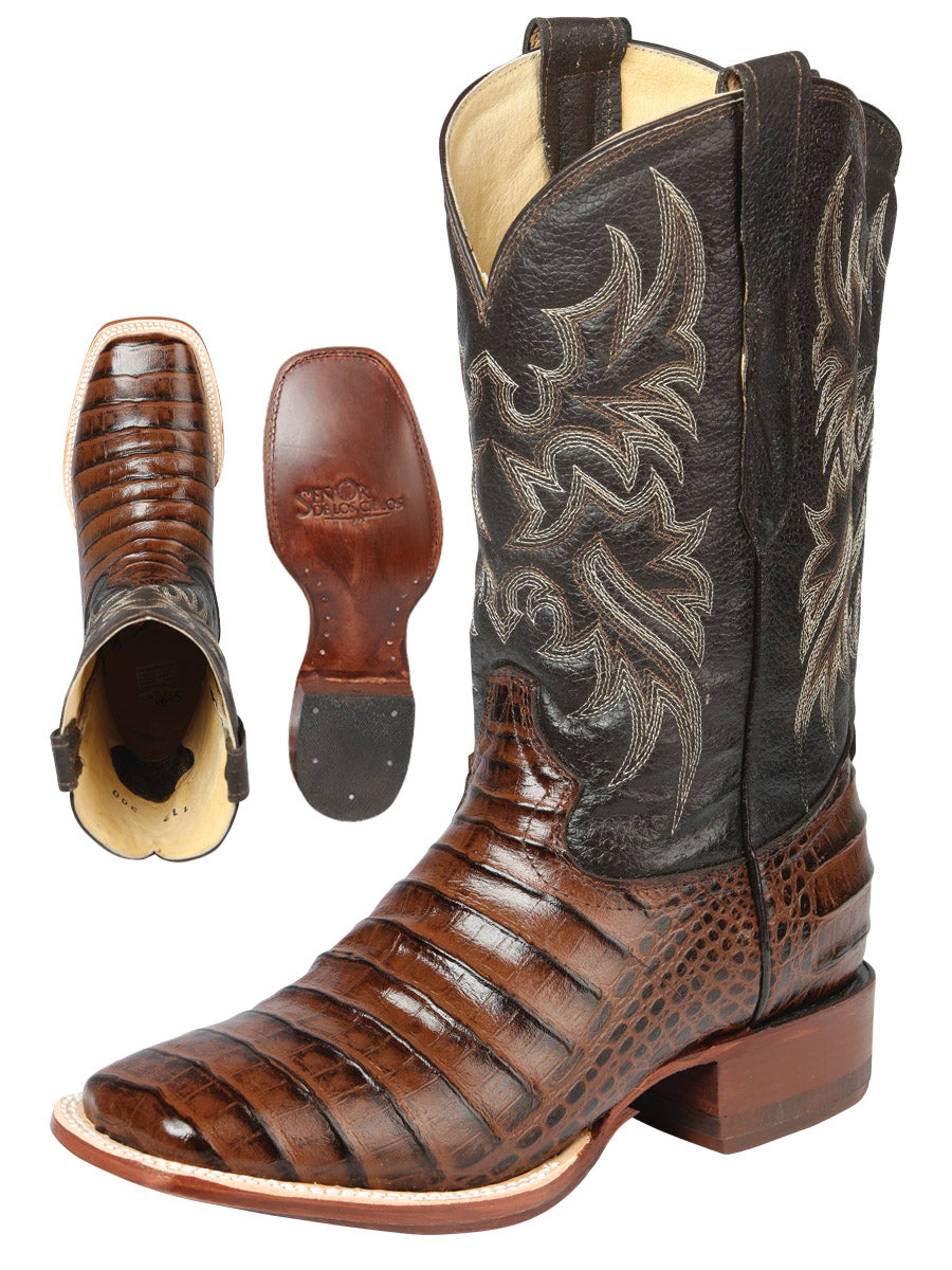 El Señor de los Cielos Men’s Rodeo Boot - Imitation Caiman Belly  Leather - Brown

 44937