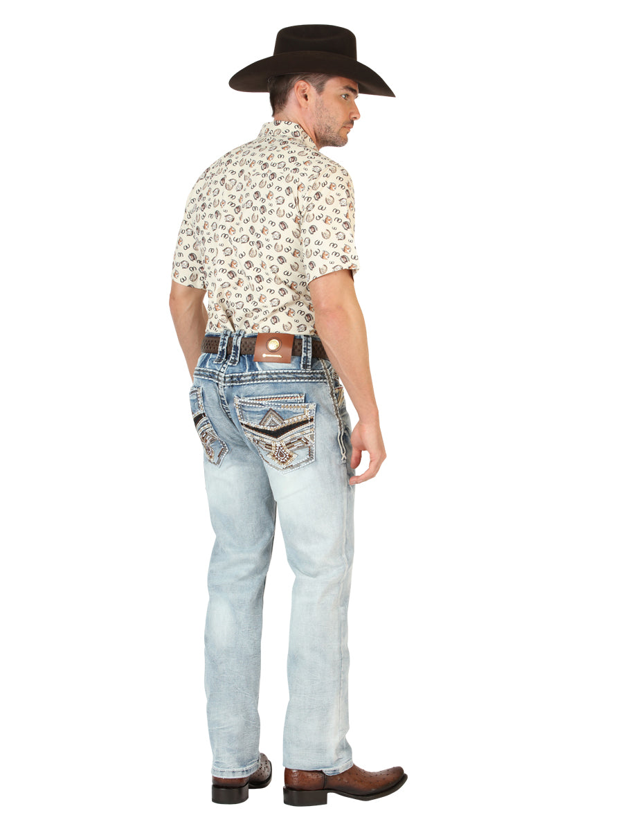 Centenario Men's Premium Denim Boot Cut Pants - Medium Blue  45533