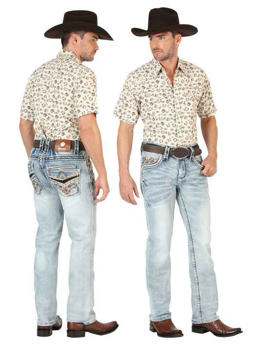 Centenario Men's Premium Denim Boot Cut Pants - Medium Blue  45533
