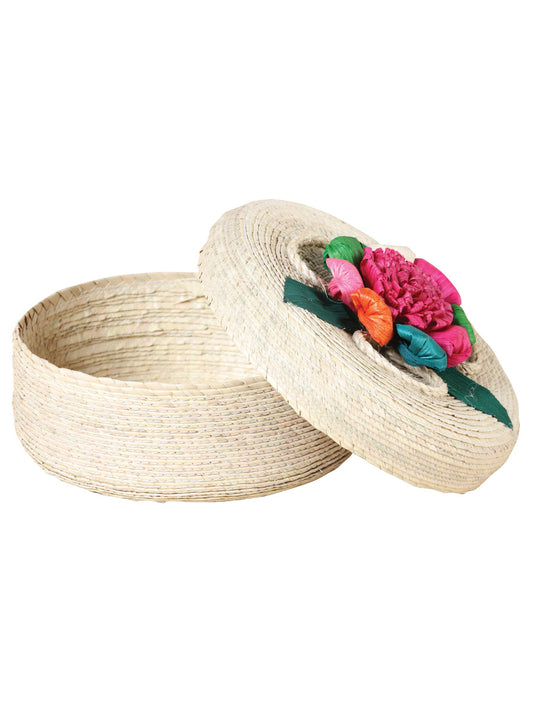 Artisanal Tortilla Warmer 100% Palm Leaf Natural Flower 602136