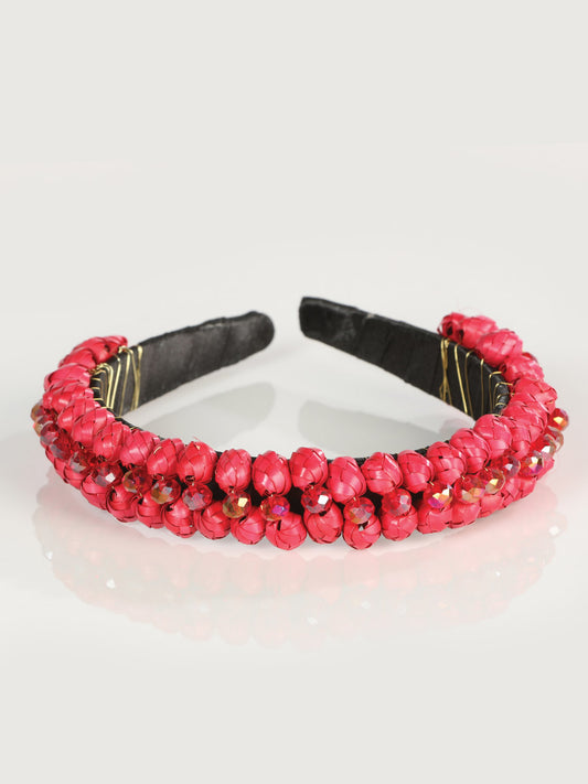 Artisanal Handcrafted Headband 100% Leaf Palm Red 603275