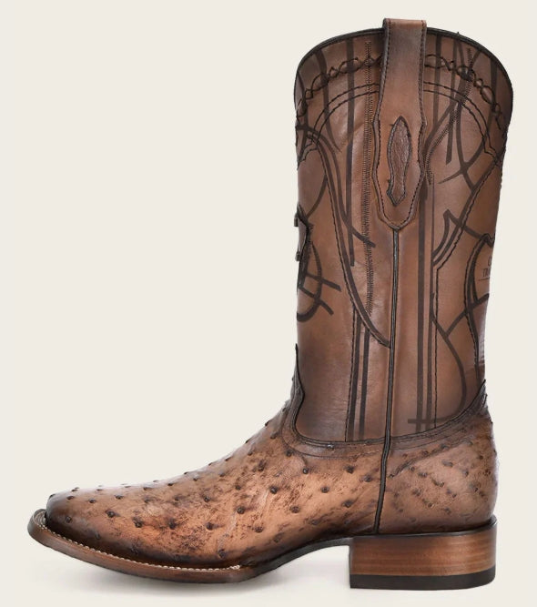 Cuadra Men's Engraved Honey Ostrich Boots