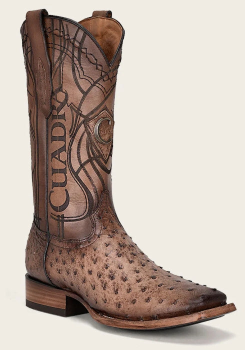 Cuadra Men's Engraved Honey Ostrich Boots